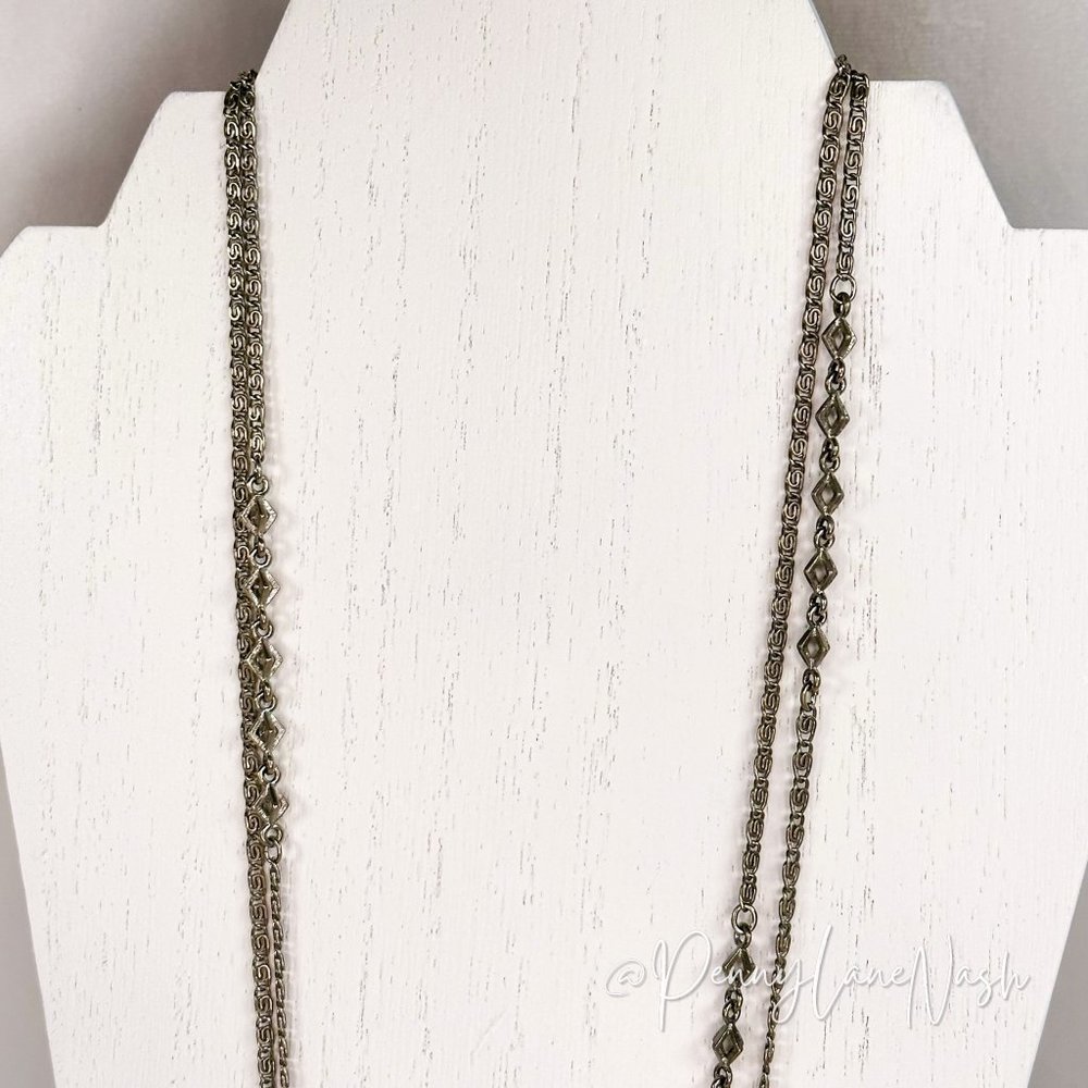 Vintage Twisted Rope Chain w/ Cube Spaced Necklace - Picture 3 of 6